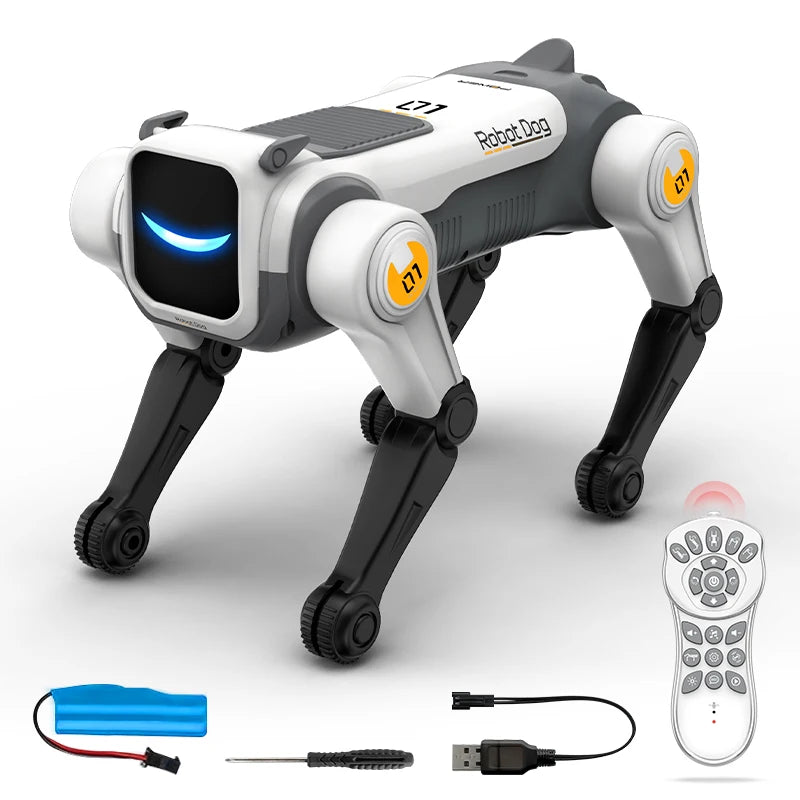 Electric Pet Dog Toy, Rolling Stunts, Programmed Dance, Voice Command Interaction, Smart Robotic Dog Toy, Children Birthday Gift