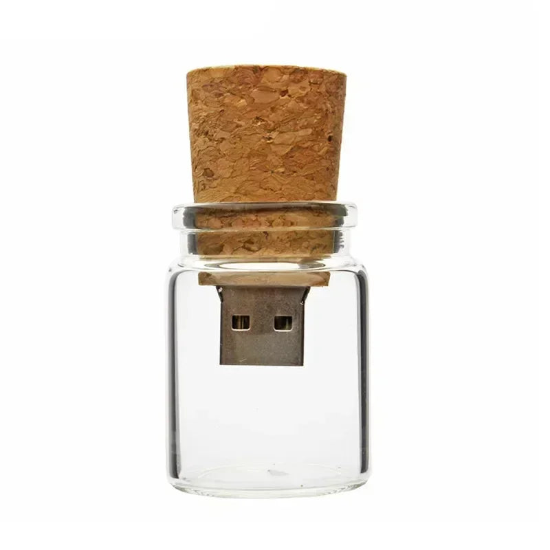 JASTER Glass Drift Bottle With Cork USB Flash Drive (Transparent) Pendrive 4GB 8GB 16GB 32GB 64GB 128GB Fashion Current Gift
