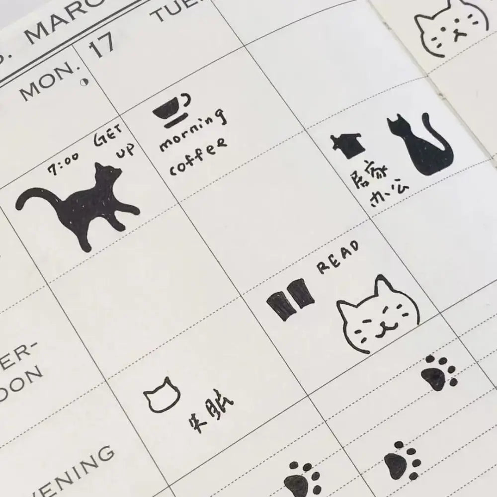 Cat Pattern Double-Sided Bookmark Diary Planning Book Note Gifts Cat Template Ruler Multifunctional Stationery Tool