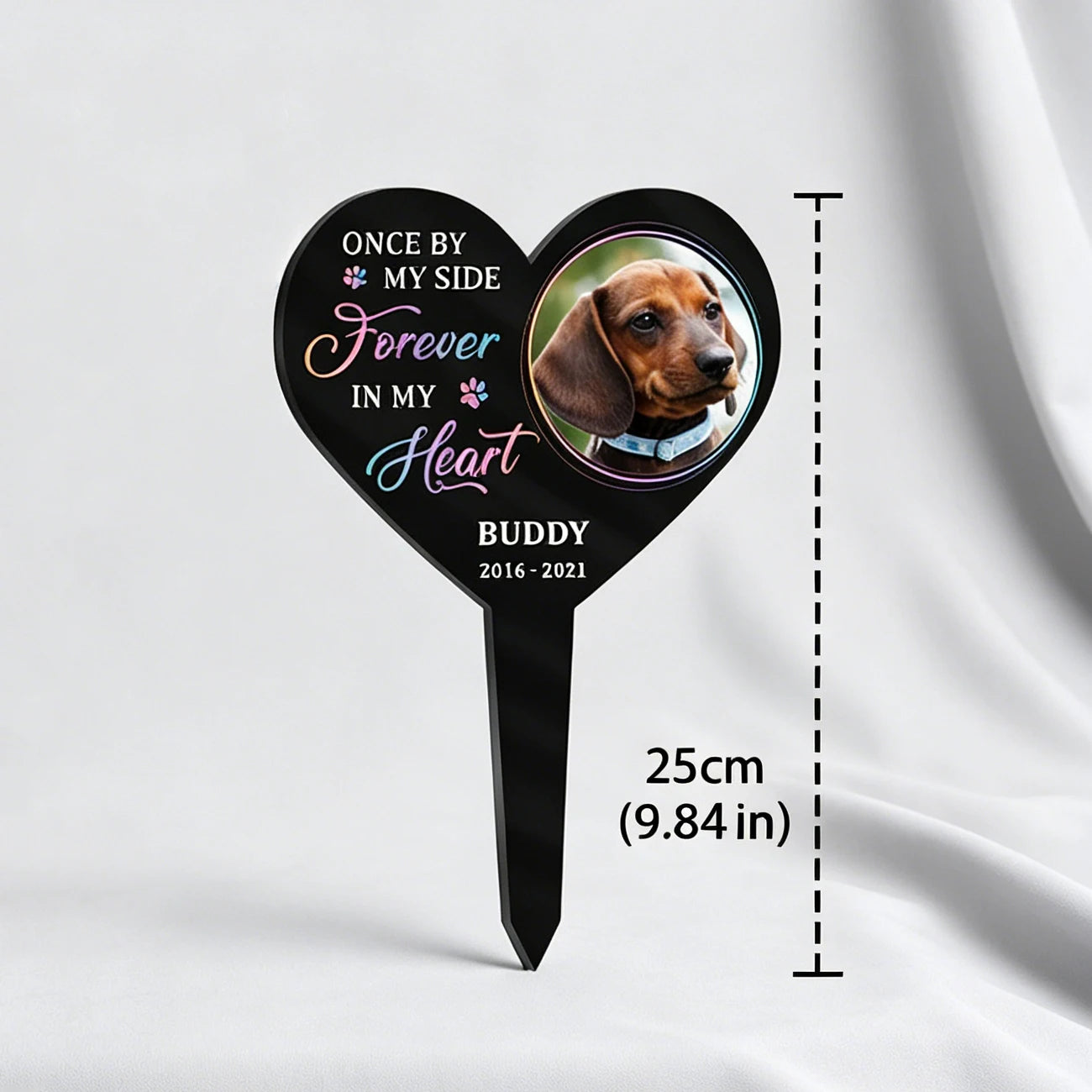 Custom Photo Pet Memorial Heart Stake,Personalized Dog Cat Grave,Forever In My Heart Pet Loss Plaque,Pet Loss Sympathy Gift
