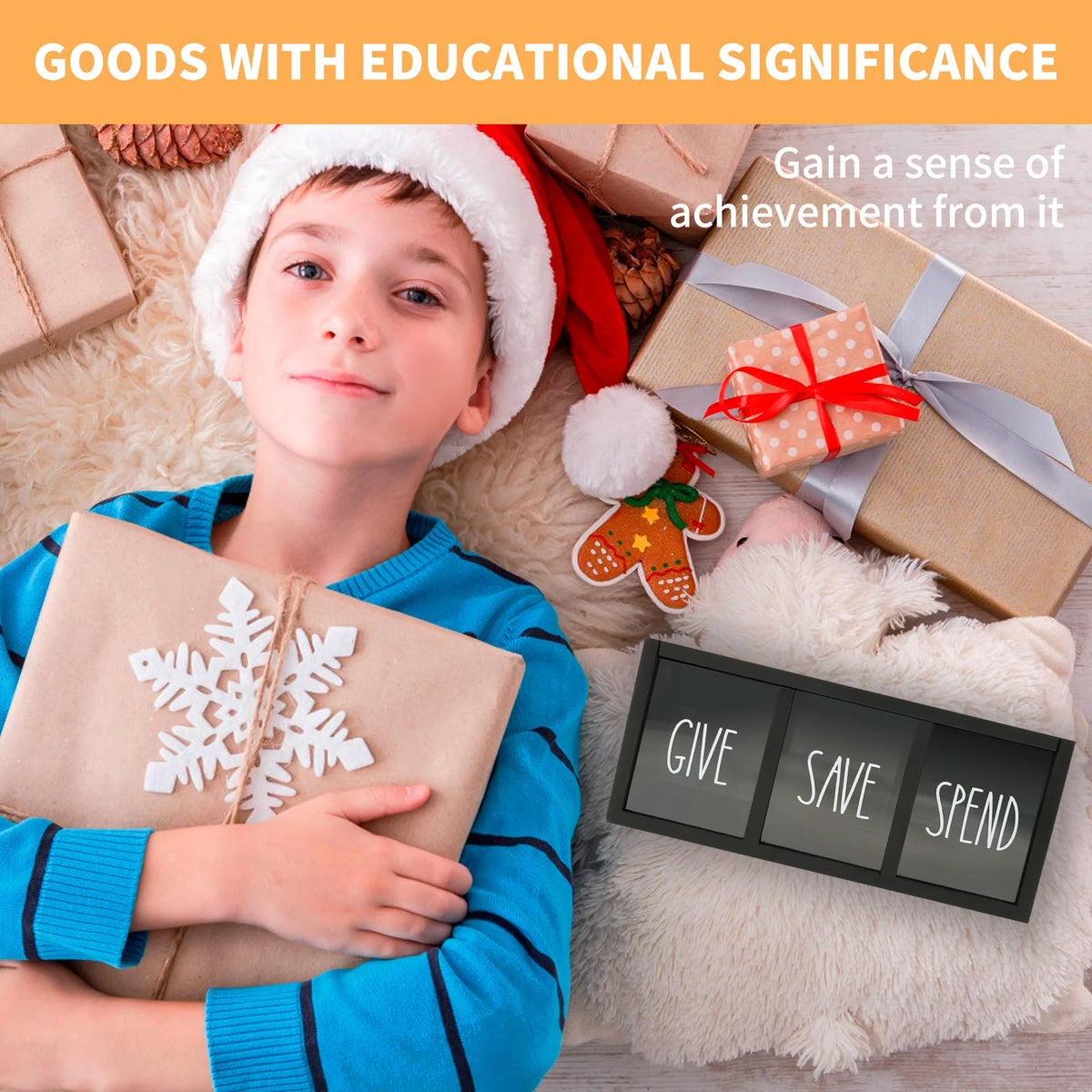 3 Grids Wall-mounted Save Spend Bank Visualized Money Saving Box Wooden Piggy Bank Give Save Spend Money Boxes for Kids Adults
