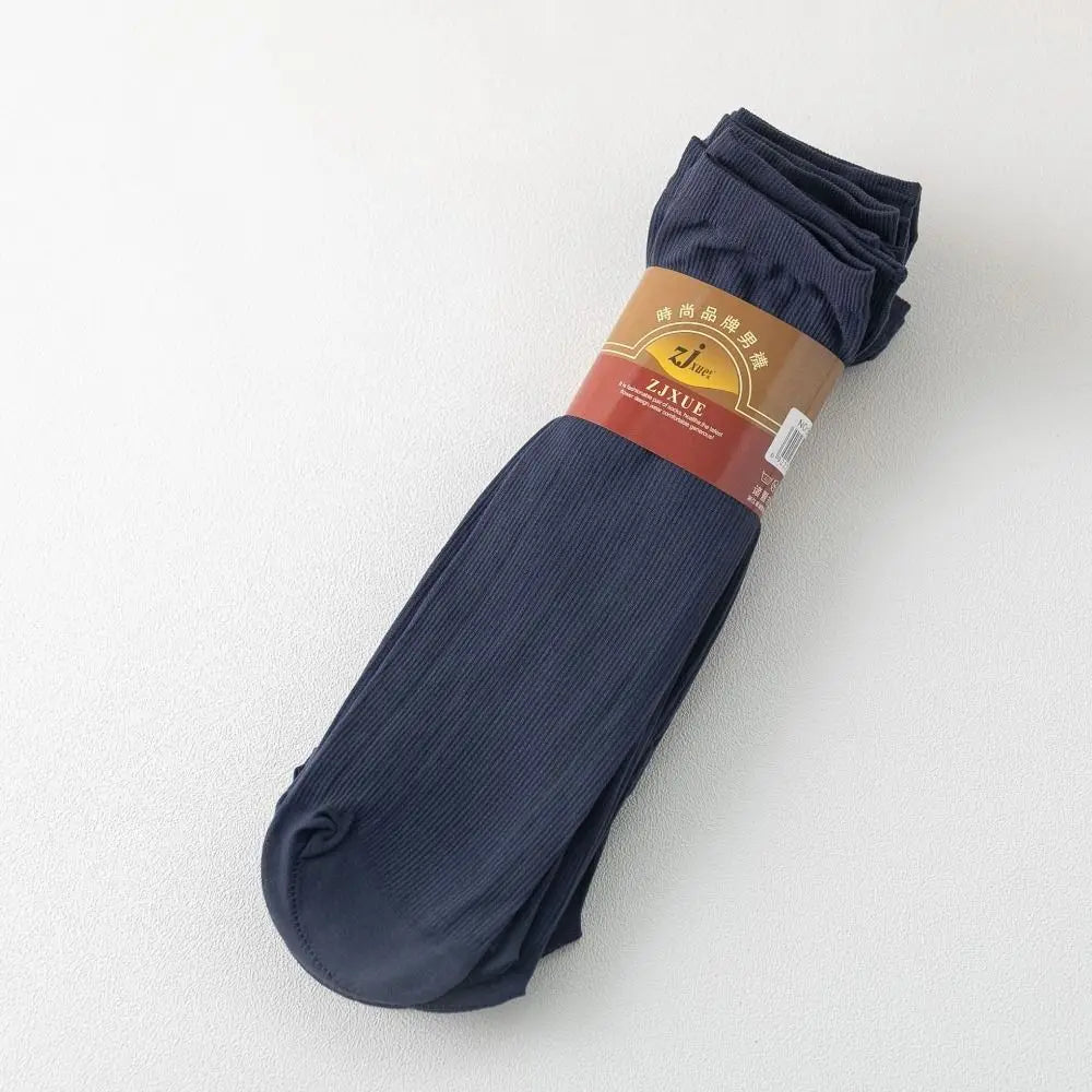 10pairs New Breathable Men Ice Silk Socks Soft Elastic Ultra-thin Socks Solid Business Socks