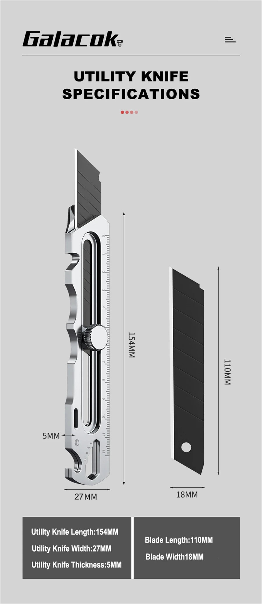 Stainless Steel Utility Knife 6 In 1 Multi-Function Opener Retractable Box Cutter Portable Office Home Courier Unboxing Knifes