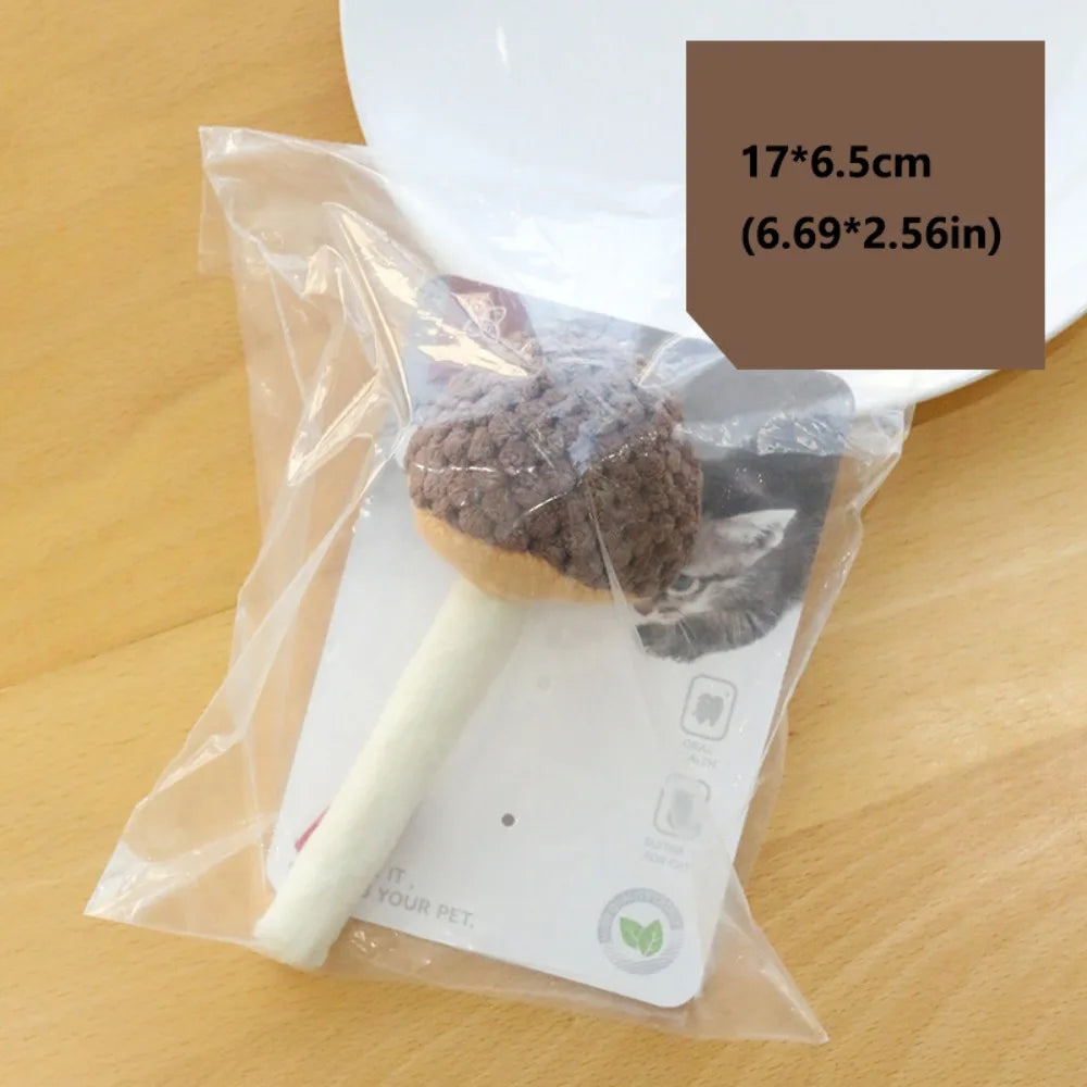 New Simulated Cat Chew Bite-resistant Soft Interactive Cat Non-toxic Mushrooms Shape Teaser Stick Interactive Play