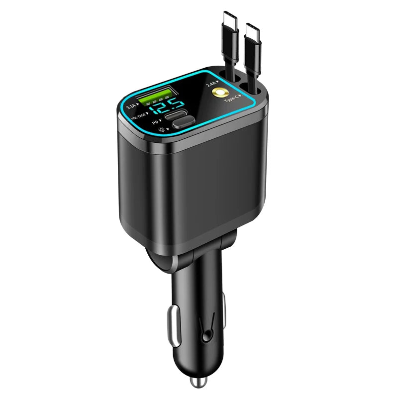 One-to-five vehicle mobile phone charger, supporting super-fast charging, with ambient light and starry sky light
