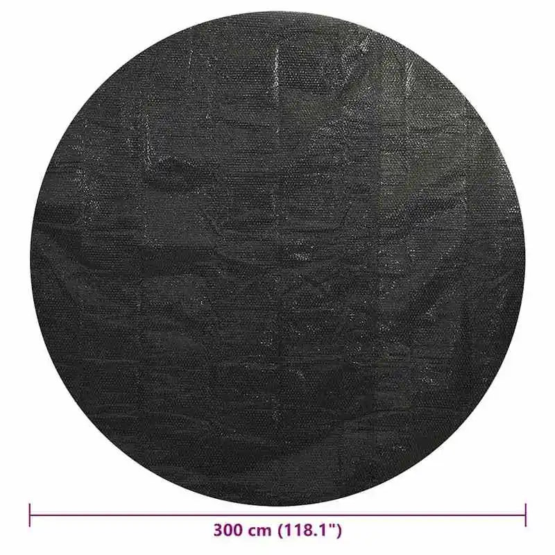 300CM Round Black PE Solar Pool Cover 110 Microns Bubble Heat Retaining Swimming Pool Cover Reduce Water Evaporation Outdoor Pool Thermal Blanket