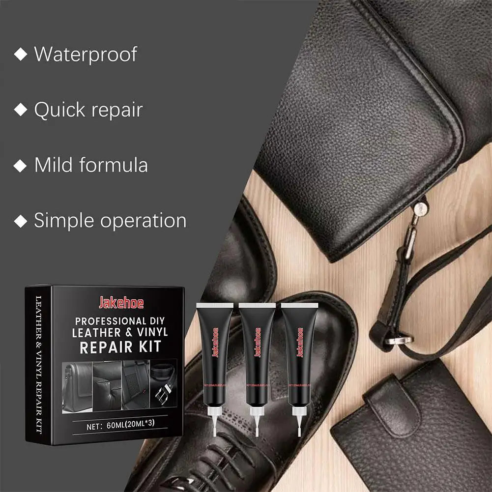 60ml Car Care Kit Liquid Leather Skin Refurbish Repair Tool Auto Seat Sofa Coats Holes Scratch Cracks Restoration Black