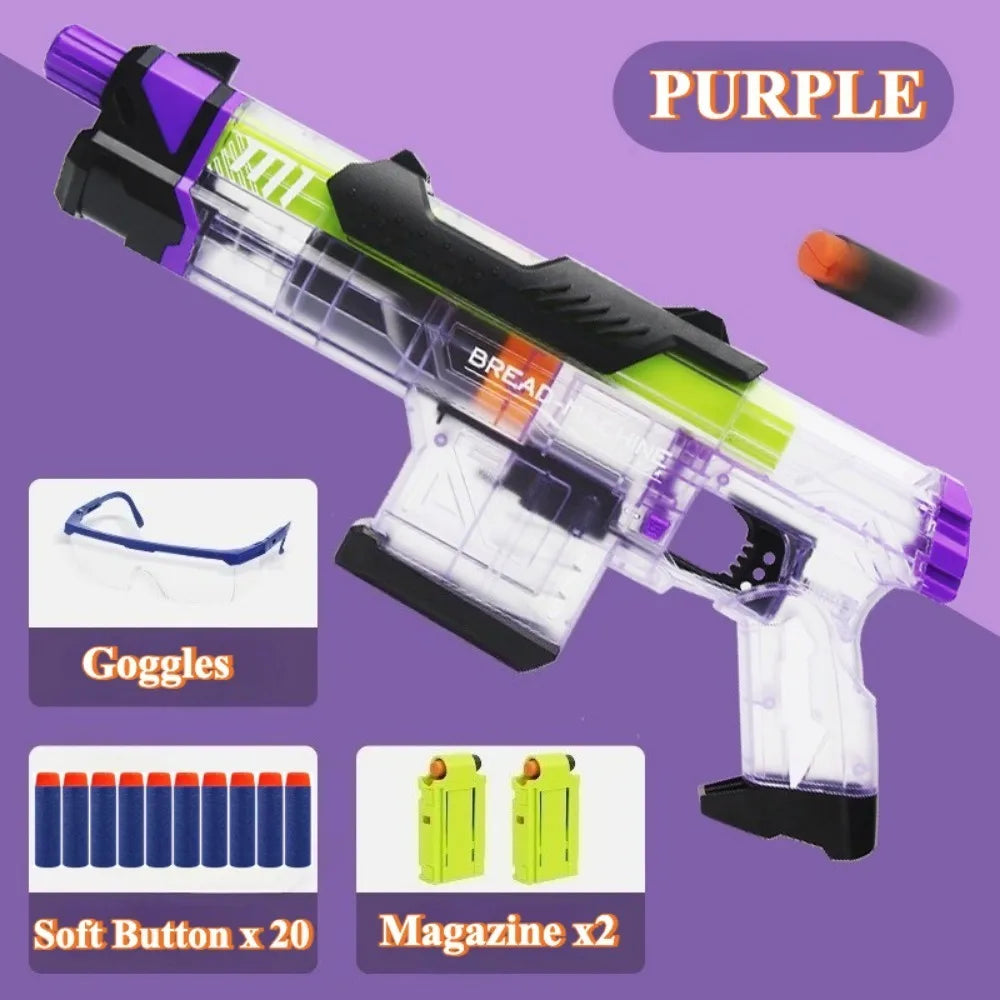 Manual Pull Loading Soft Bullet Toy Gun for Outdoor Shooting Battle Foam Dart Launcher with 2Pcs Magazine Christmas Gifts