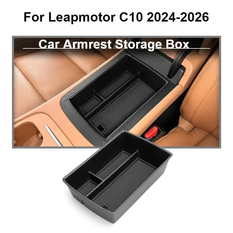 For Leapmotor C10 2024-2026 Center Console Lower Storage Box Armrest Storage Tray Organizer Auto Case Car Interior Accessories