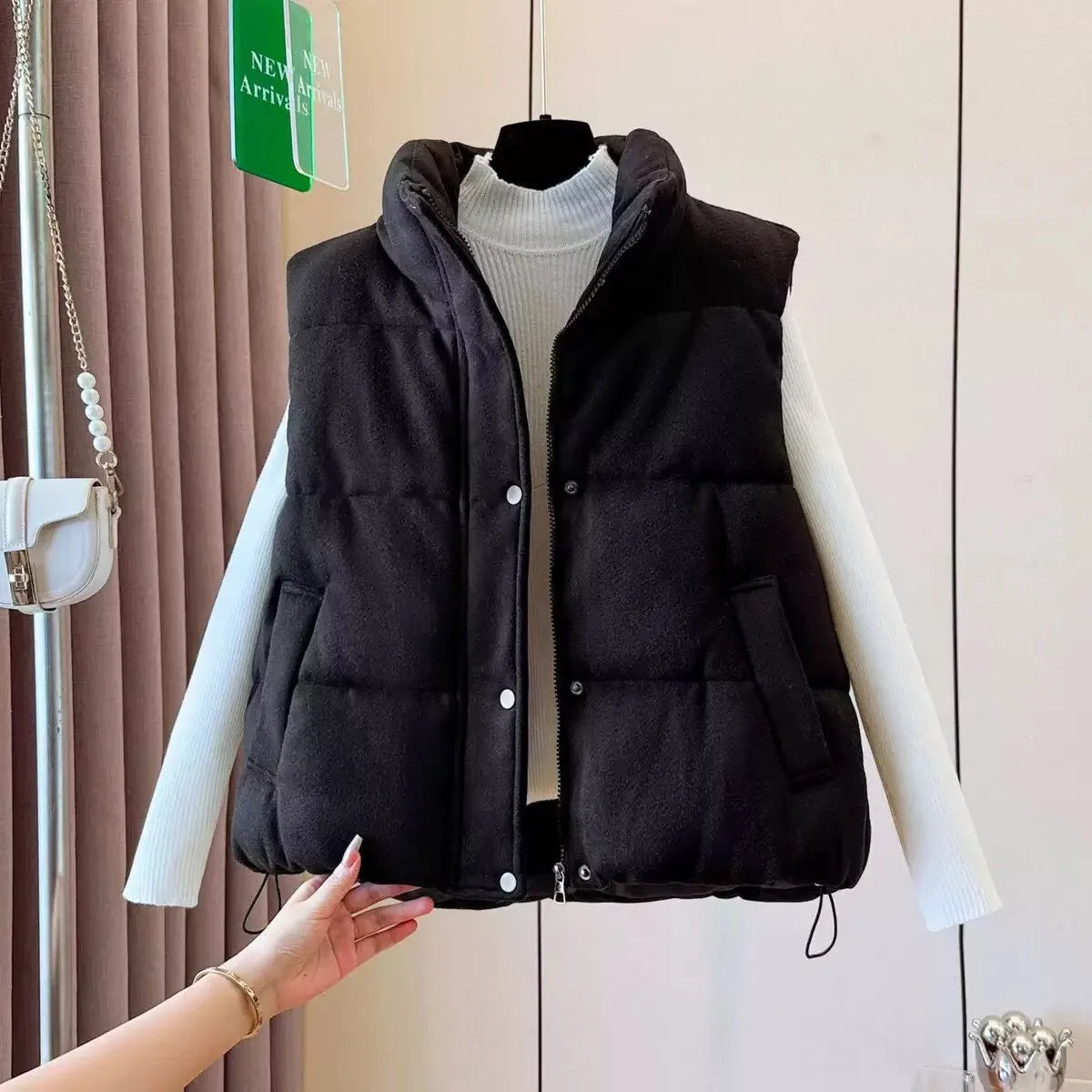 Korea Chic Streetwear Personalized Vest Short Parkas Casual Elegant Waistcoat Coat High Street Moda All-match Women Jacket