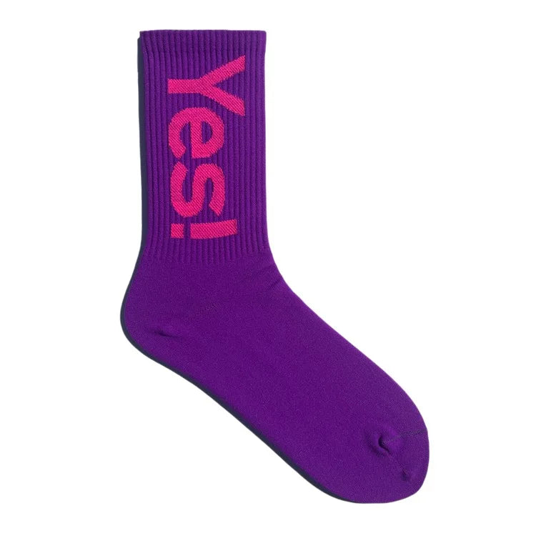 'Yes!' Mid Crew Socks for Men/Women Fashion Outdoor Skateboarding Sports Street Sock Breathable