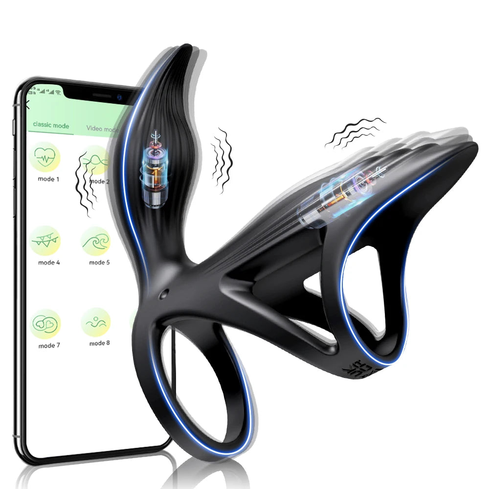 Vibrating 360°Twisting Cock Ring Sex Toys for Women Adult Couples G-spot Clitoral Stimulator Penis Ring for Men Dick Vibrator 18