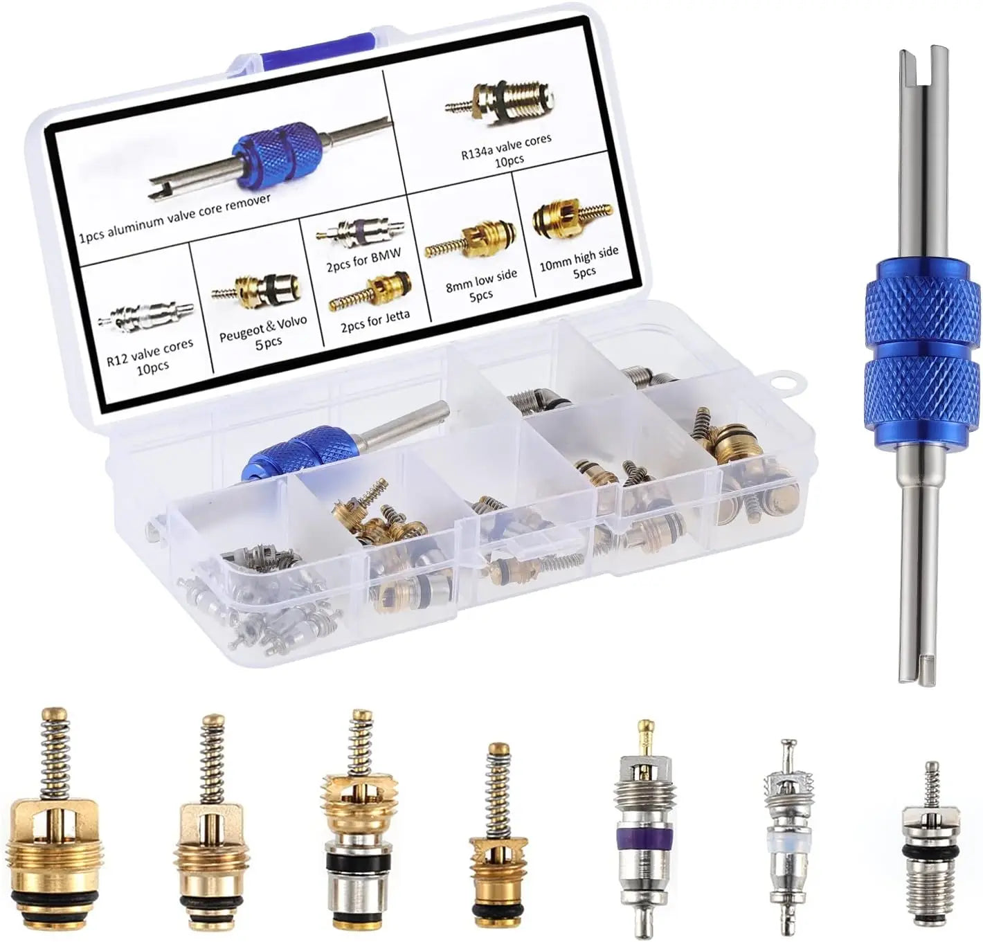 Car A/C Repair Kit R12 R134a Refrigeration Tire Valve Stem Cores,Car Air Conditioning Compressor Seals O-Ring