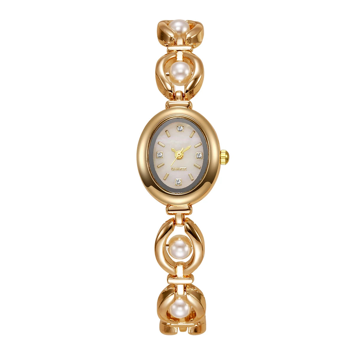 Elegant Pearl Bracelet Women Quartz Wristwatch Fashion Diamond Ladies Watches Reloj Mujer (Without Box)
