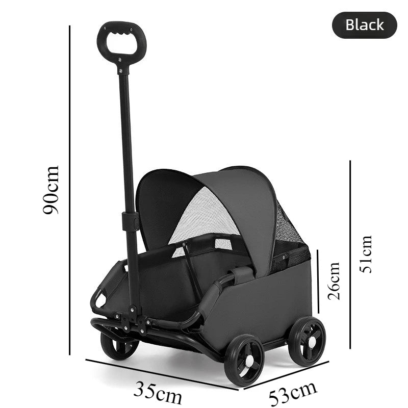 Foldable Pet Stroller with Sun Canopy Lightweight Dog Trolley Shopping Carts Outdoor Walking Travel Cart for Small Dogs Puppy