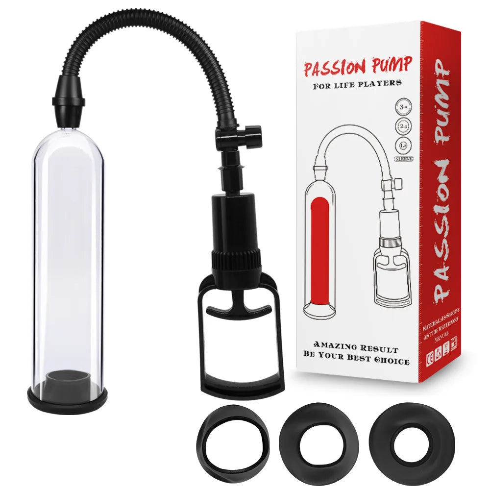 Male Manual Penis Pump Penis Enlarger Negative Pressure Vacuum Pump Big Dick Erection Enhancement Trainer Equipment Adult SexToy