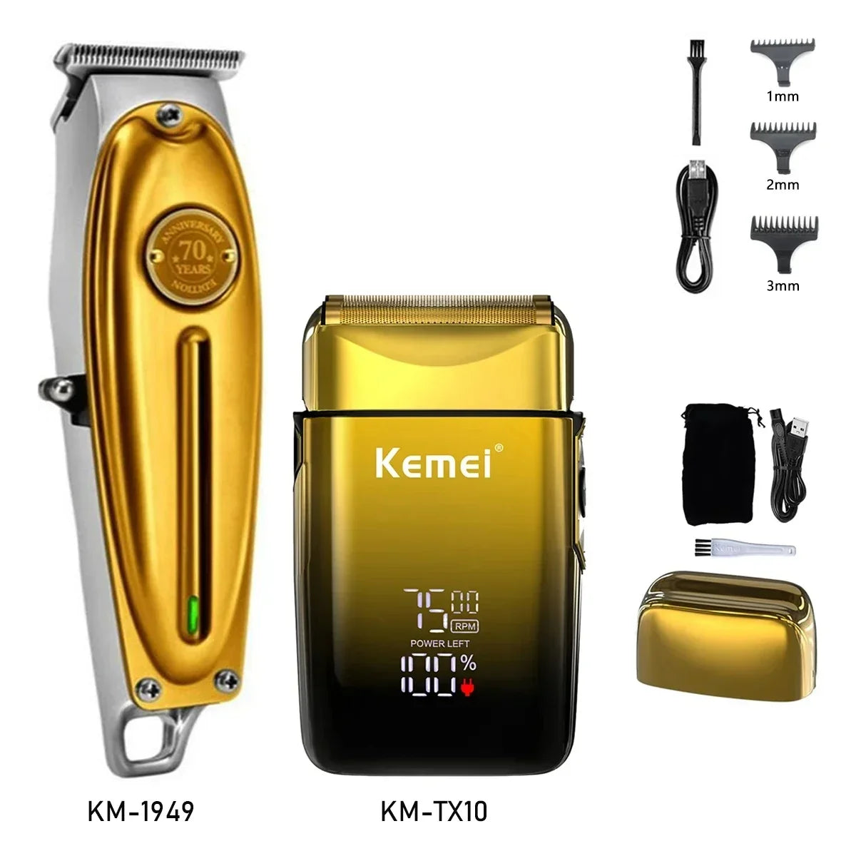 Kemei KM-TX10 Electric Shaver Hair Rechargeable Beard Foil Razor for Men Bald Head Shaving for Men Machine Hair Clippers for Men