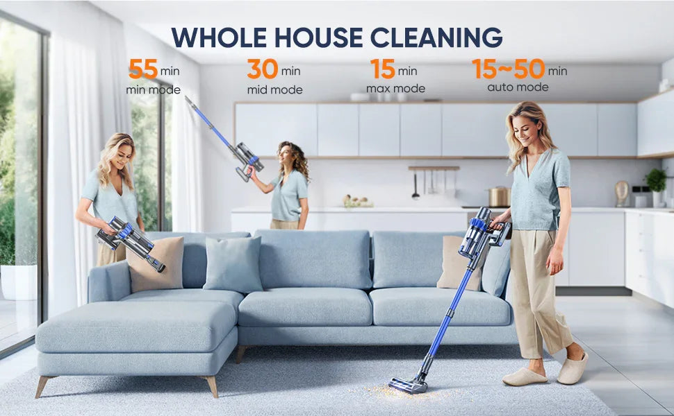 BUTURE 500W 48KPA Handheld Wireless Cordless Cleaner Vacuum Up to 55 Mins Runtime Anti-Winding Brush and 1.5L Large Dust Cup
