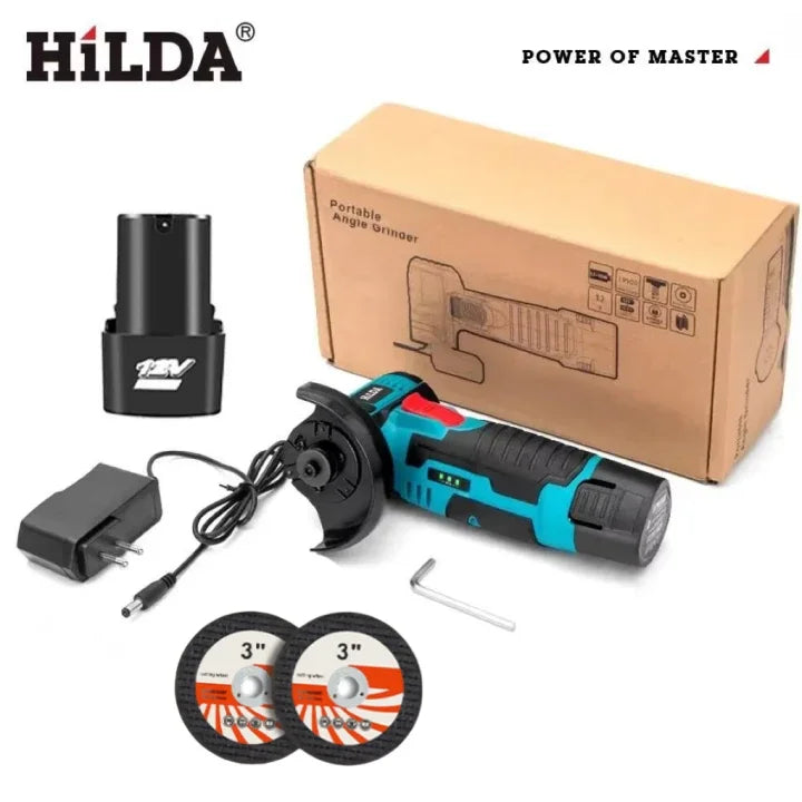 HILDA 12v Mini Angle Grinder Rechargeable Grinding Tool Polishing Grinding Machine For Cutting Diamond Cordless Power Tools