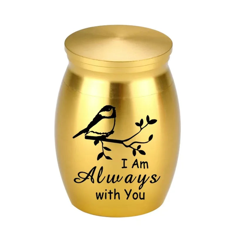 L27 Mini Stainless Steel Pet Cremation Urn Bird Branch Ashes Keepsake Memorial Container for Dog Cat Loss Remembrance Gift