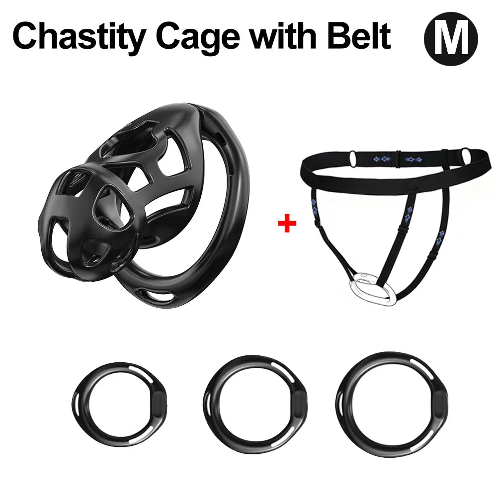 Male Chastity Cage with 3 Rings Cock Cage Adult Sex Toy Penis Bondage Urethral Lock Male Cuckold Erotic Couple BDSM Toy Cock Cag