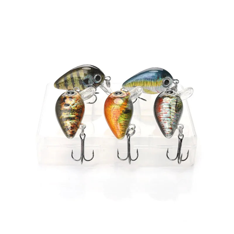 TREHOOK 5pcs 1.5g 3cm Mini Wobblers/Crankbait Fishing Lure Artificial Bait Hard Floating Wobbler for Fish Bass Fishing Tackle