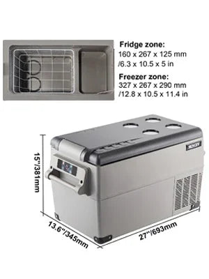 SIHAO Portable Car Refrigerator 15L 20L 30L 35L 40L 45L 50L 55L Compressor Fridge Freezer 12V 24V DC 110-240V AC Dual Use Vehicle Home for Camping Travel Outdoor