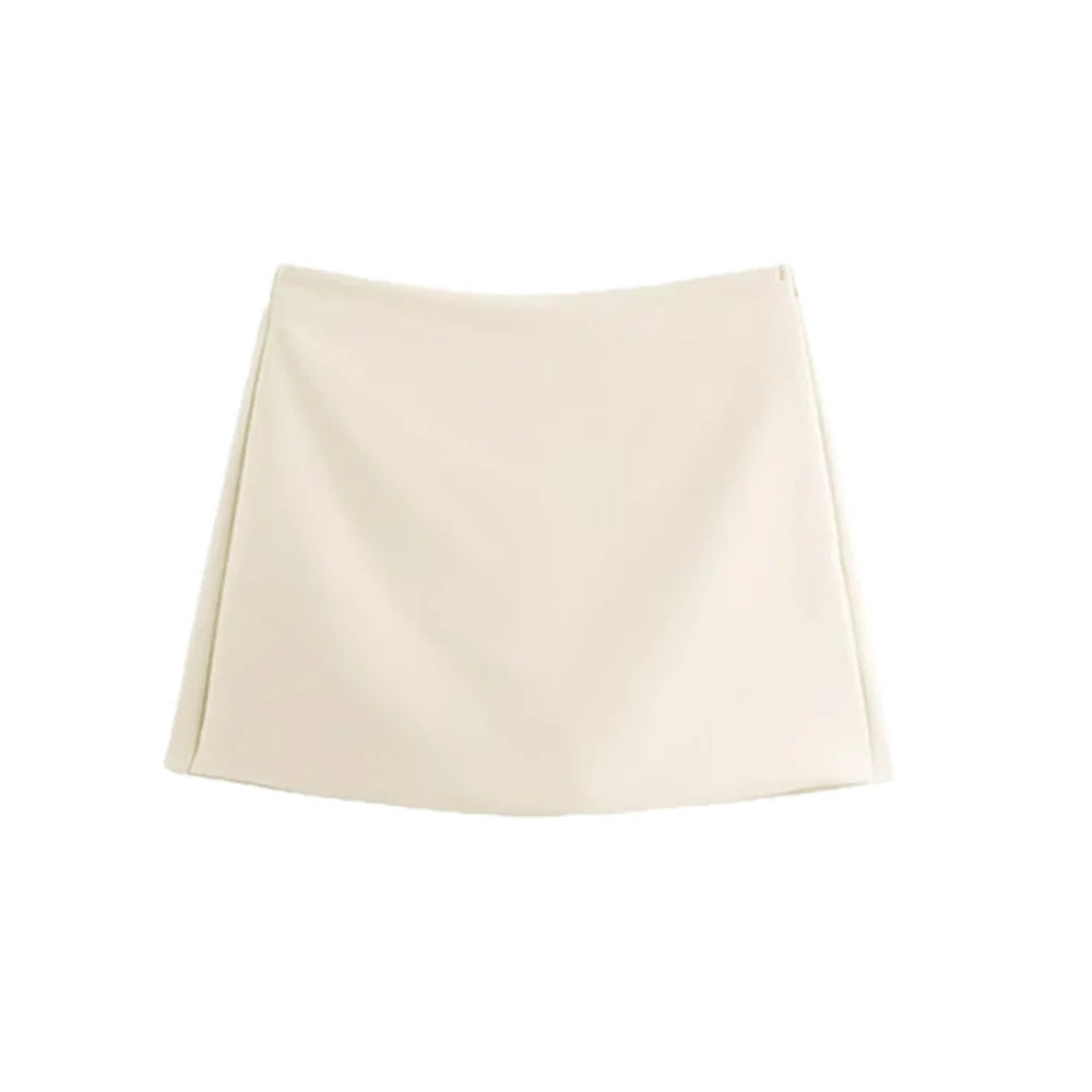 High Waist Solid Skort for Women Fashion Side Zipper Female Shorts Skirts Mujer