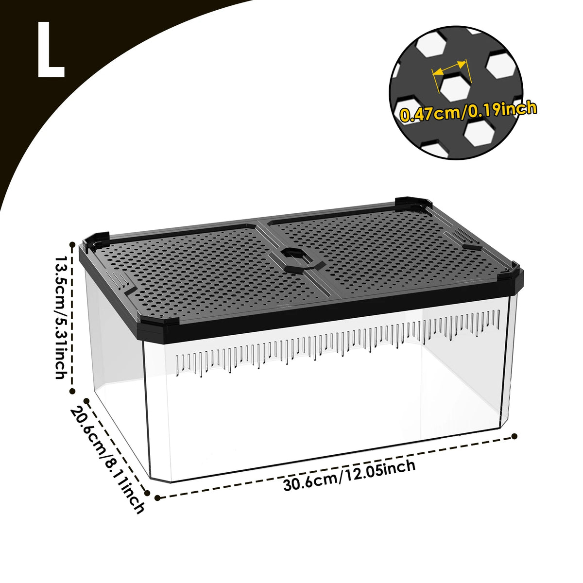 Magnetic Reptile Breeding Box with Sliding Cover Universal Design for Lizards Geckos Horned Frogs Snakes And Spiders