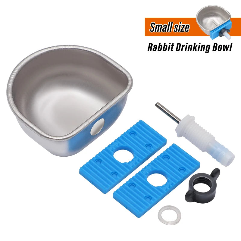 Stainless Steel Rabbit Water Bowl Farm Rabbit Automatic Drinker Rabbit cage fix cup Raising Fox Mink Drinking Bowl 1 Pcs