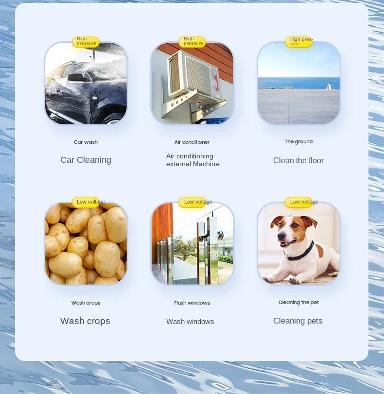 High Pressure Washer Car Water Gun Home Garden Cleaning Washing Machine Gun 6-1 Battery Washer