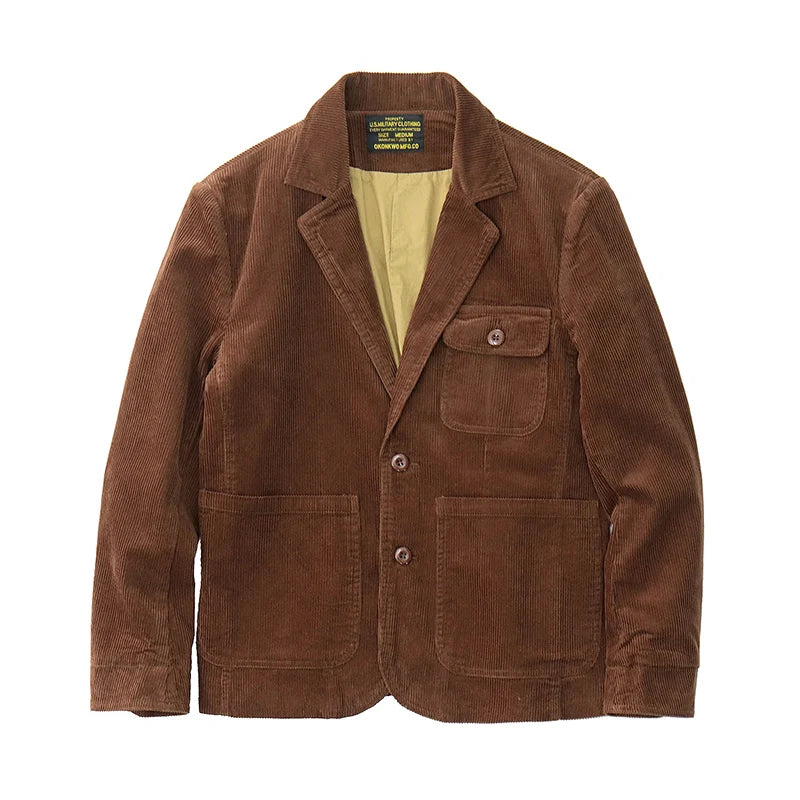 Heavyweight corduroy casual blazer for men American retro Ame Kaji loose jacket