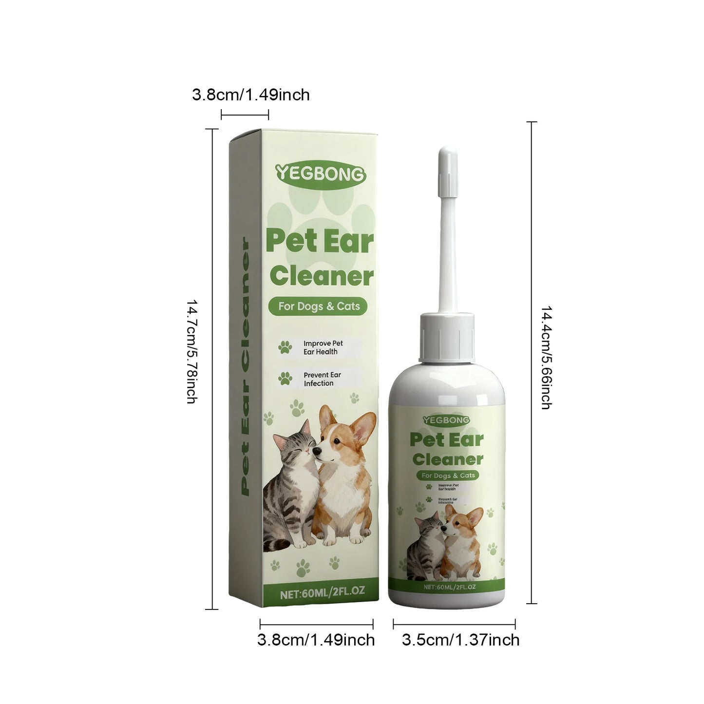 Pet Ear Cleaner Liquid for Dogs Cats Gentle Ear Wash Drops Removes Dirt Earwax buildup Deodorizer for Daily Ear Care Cleaning 50