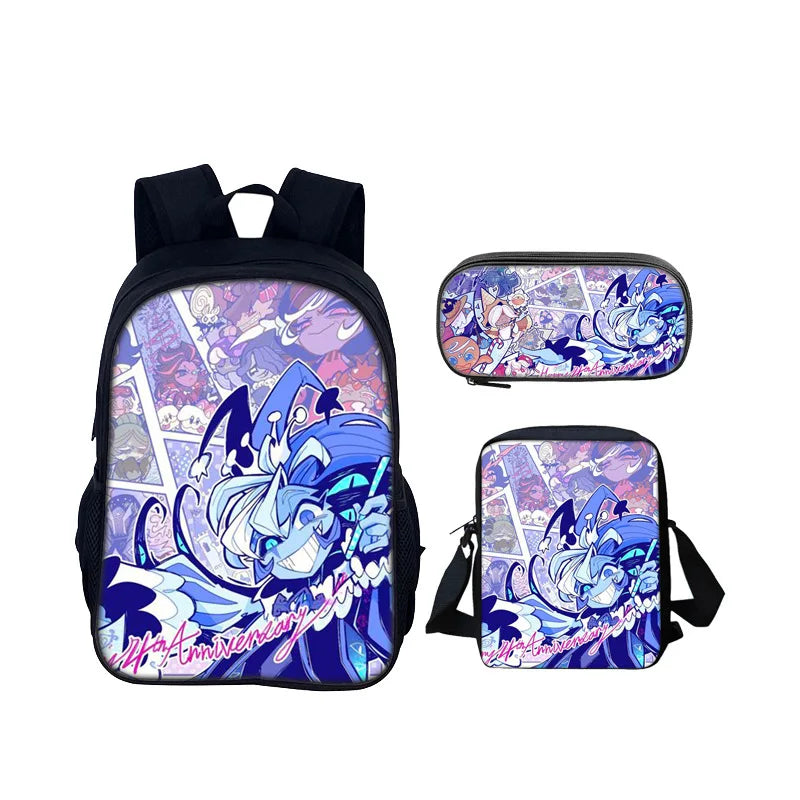 Cartoon Popular Shadow Milk Plush 3D Print 3pcs/Set pupil School Bags Laptop Daypack Backpack Inclined shoulder bag Pencil Case