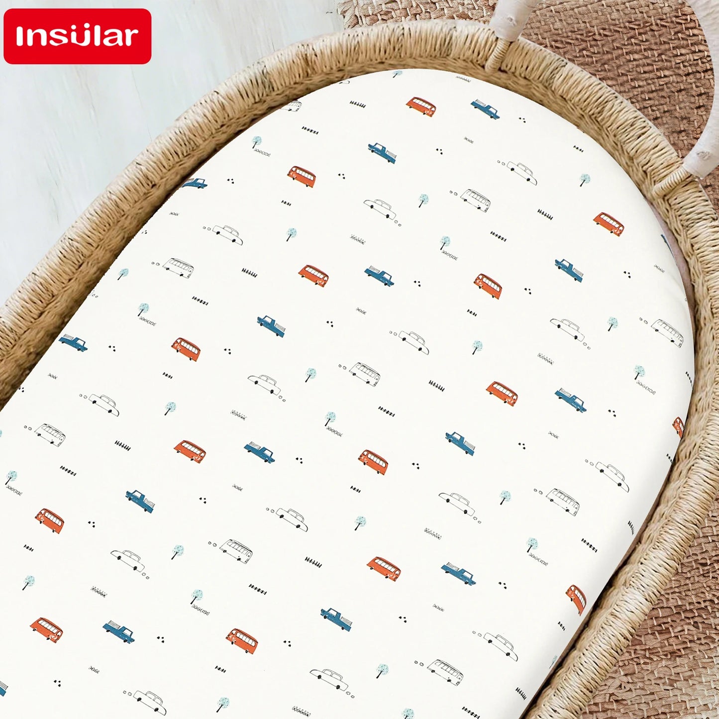 Cartoon Printed Crib Sheet Set Baby Bedding Toddler Mattress & Changing Pad Cover Polyester Cotton Fitted Bassinet Sheets