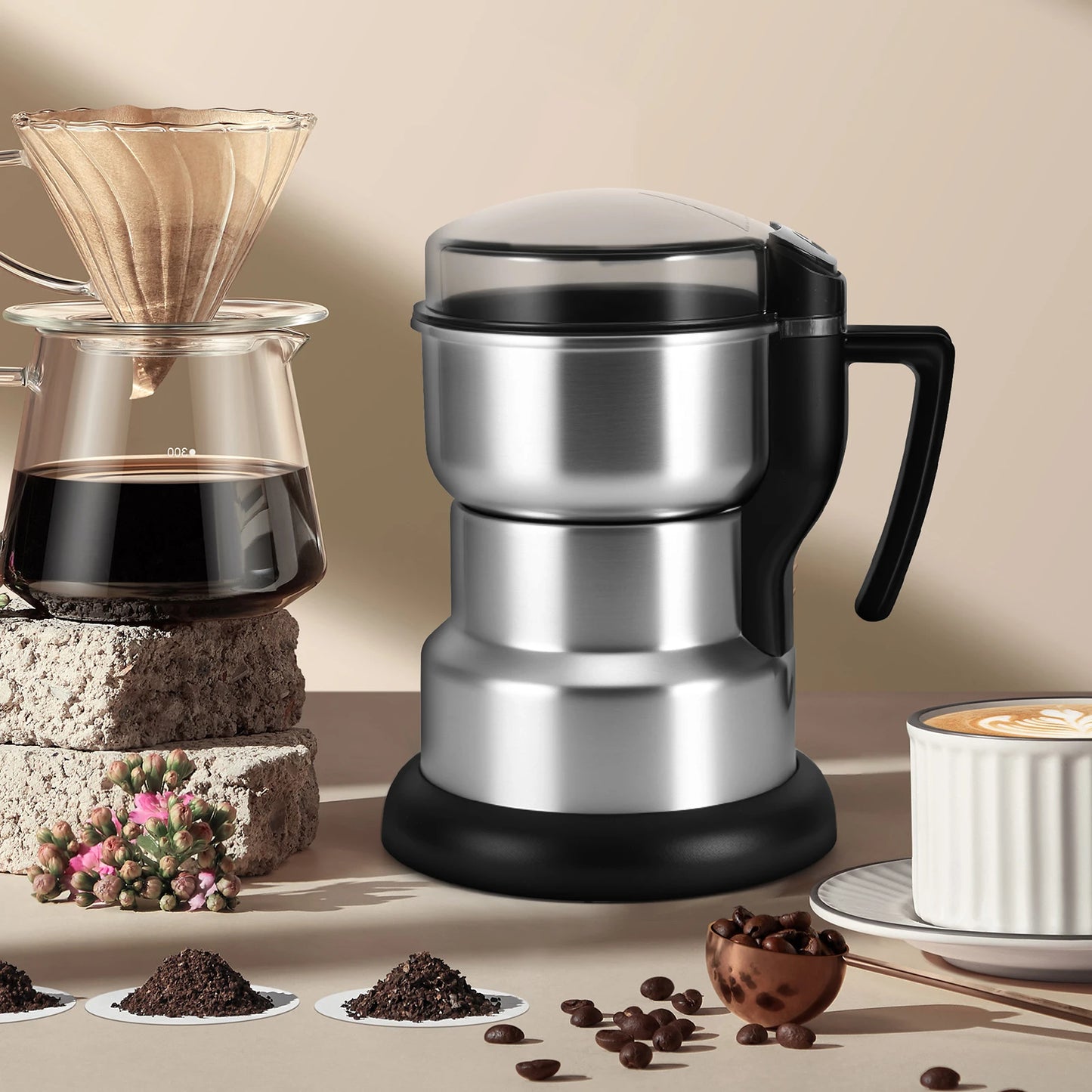 400W Electric Coffee Grinder Spice Grinder Large Home Kitchen Grinder with Handle EU Plug for Coffee Beans Spices Pepper Seeds Herbs Dry Food