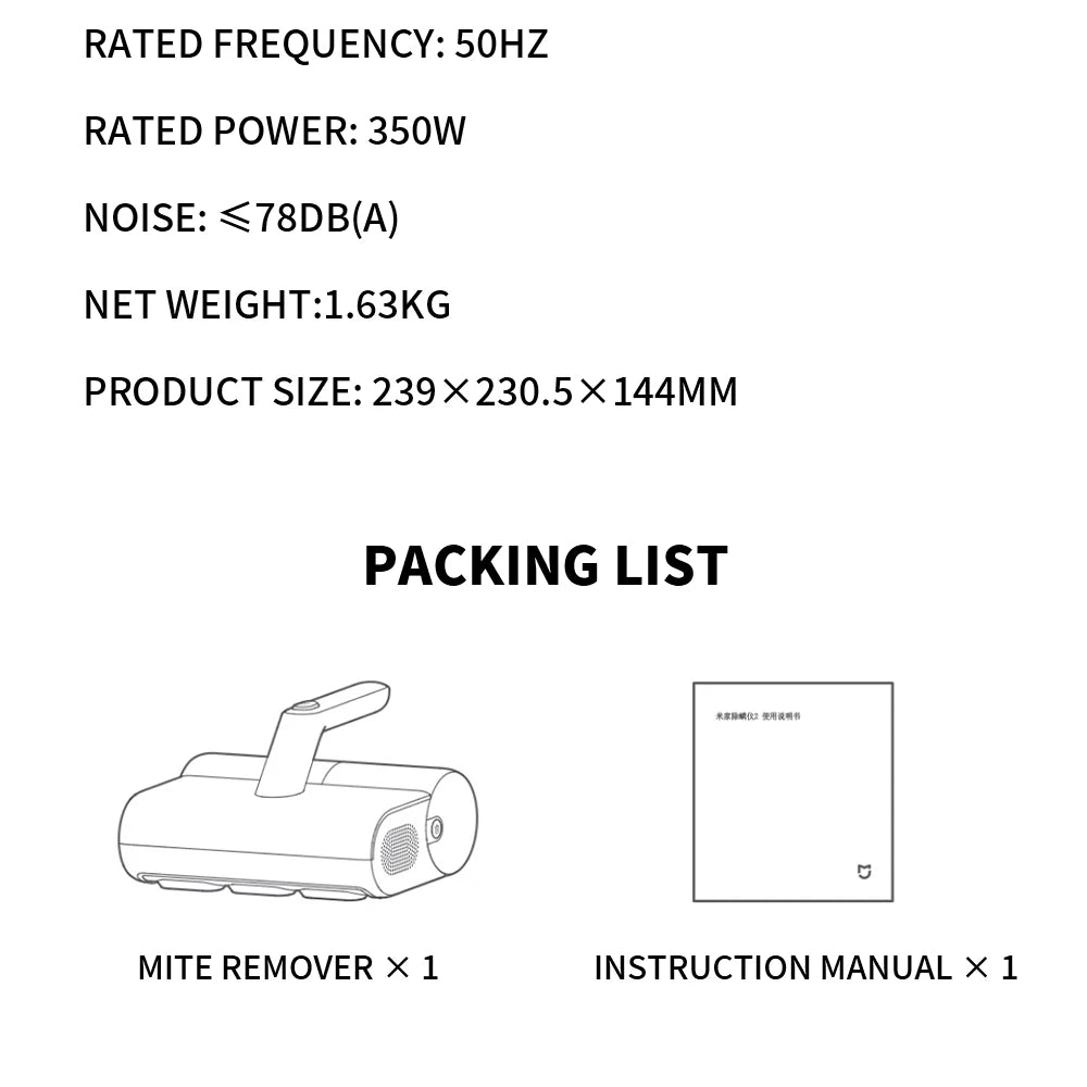 Original New MIJIA Mite Remover 2 B402CN 12kPa 220V 50Hz 400W Chinese Version