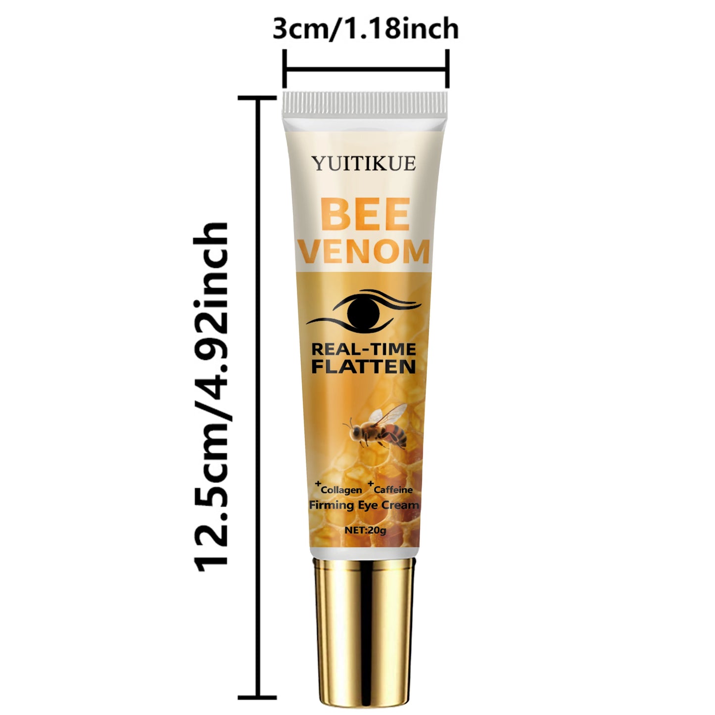 Instant Eye Tightening Cream by YUITKUE - Bee Venom, Collagen & Caffeine, Reduces Puffiness & Fine Lines, 20g