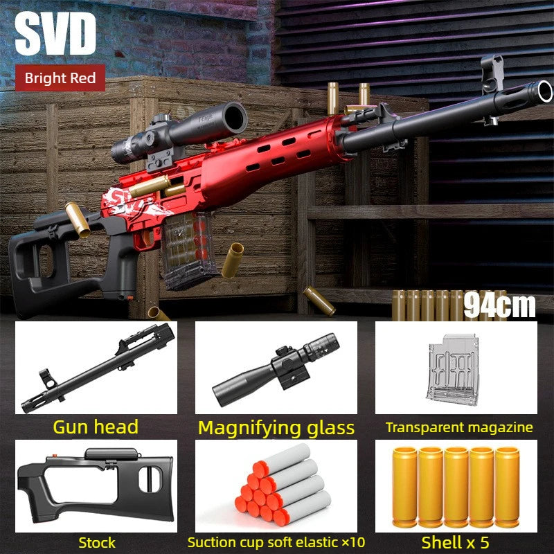 Soft Bullet Sniper Toy Gun Manual Loaded Shell Ejecting Firable Outdoor Battle Gun Model Christmas Gift