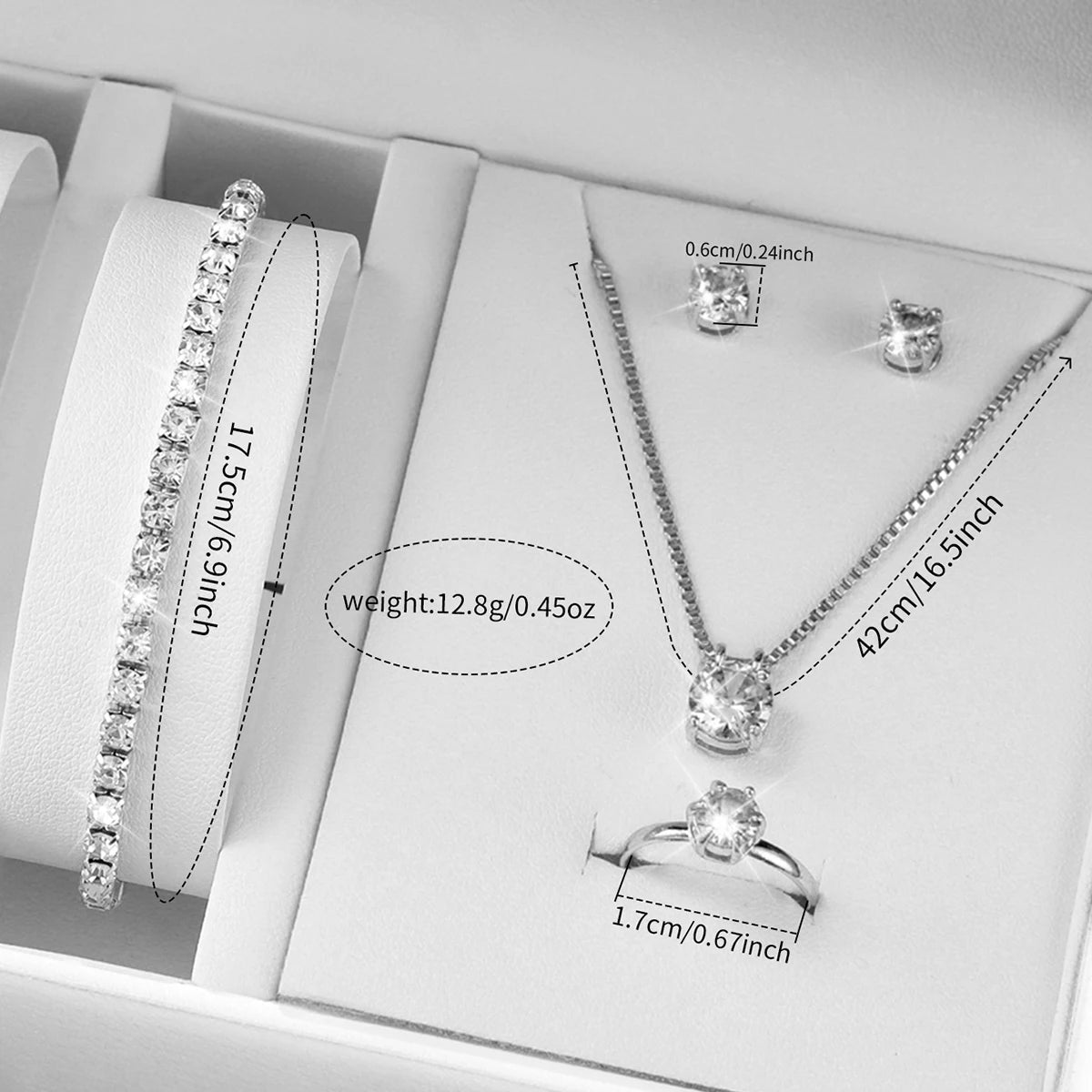 6PCS/Set Women's Watch Fashion Silver Steel Band Analog Quartz Watches Diamond Jewelry Set(Without Box)