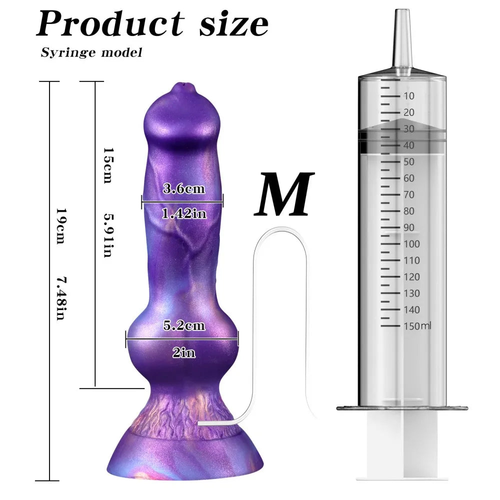 Realistic Dog Dildo With Squirting Enema Soft Silicone Suction Cup Water Syringe For Anal Play Vaginal Cleaning Adult Sex Toys