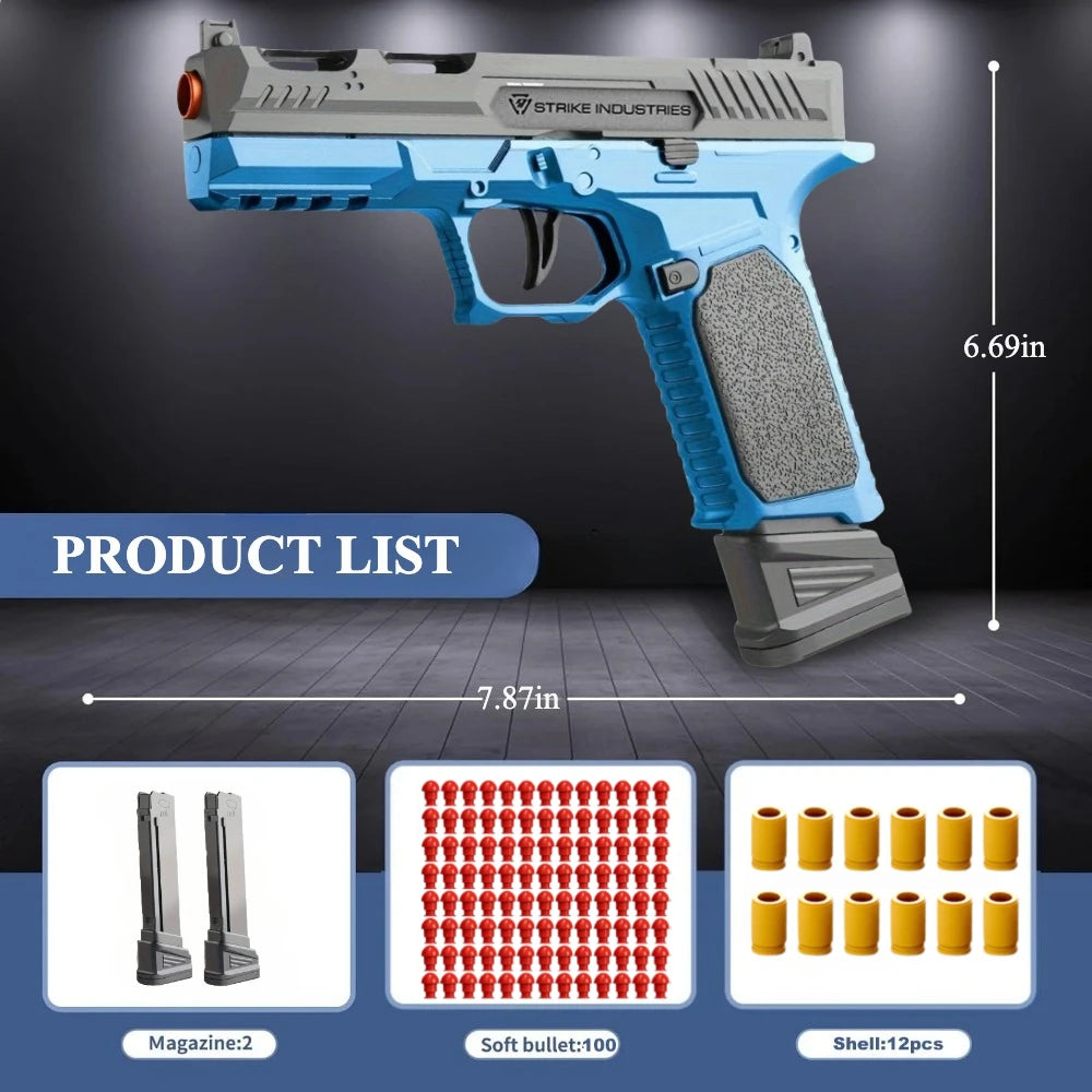 Mechanical G17 Soft Bullet Toy Gun Shell Throwing Continuous Firing Launcher Model Outdoor Sports Shooting Games for Children