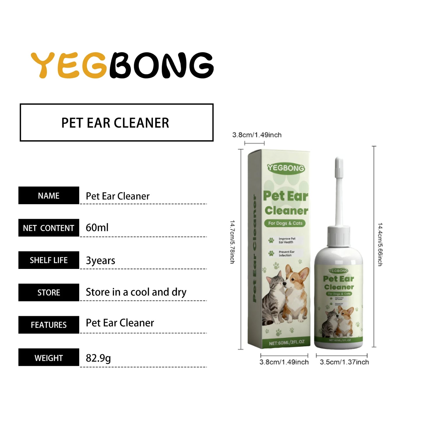 Pet Care Ear Drops Gently Cleaning Earwax Eliminating Odors Reducing Mite Infection Relieve Itching and Discomfort Pet Ear Fluid