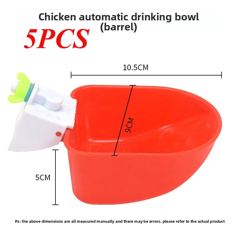 1/5PCS Automatic Poultry Waterer 10L Bucket with Drinking Cups, Chicken Duck Goose Pigeon Water Bowl Feeder Farm Coop Supplies