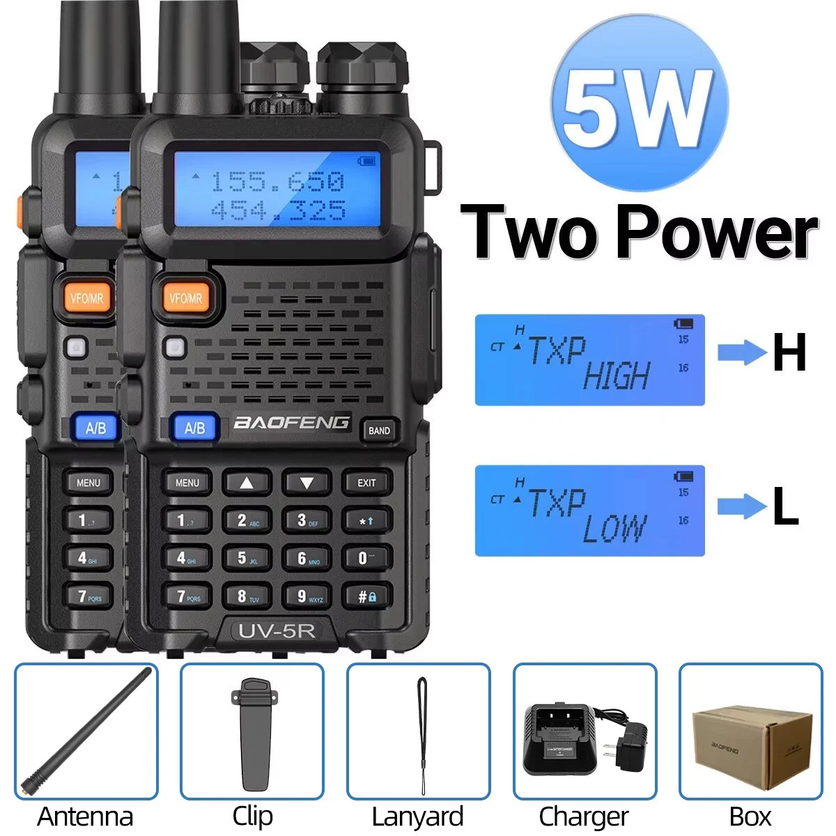 1/2PCS Baofeng UV 5R 5W 8W Walkie Talkie Portable Ham CB Radio Dual Band VHF UHF FM Transceiver Two Way Radio UV82 S9 K5 Plus