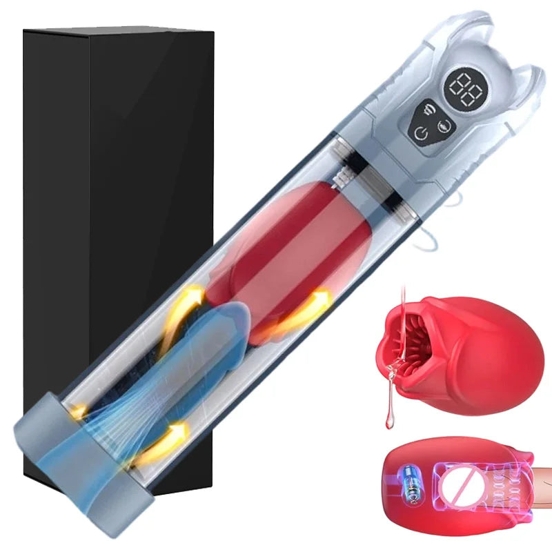 IPX7 Waterproof Electric Penis Pump for Enlargement Man Vacuum Pump Enlargement Extend Pump 4 Suction Levels 2 Silicone Sleeves