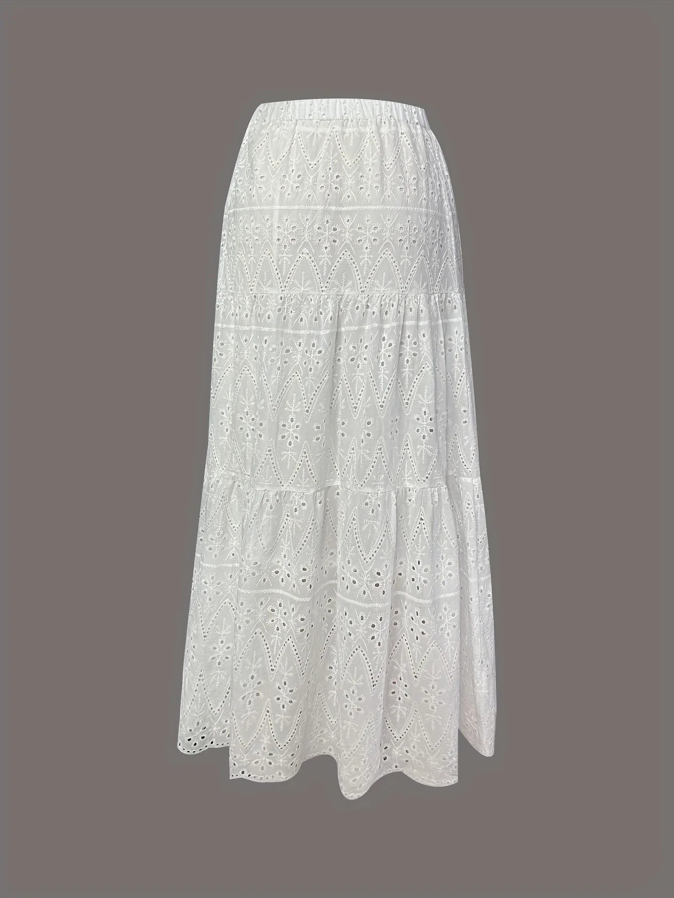 High-waisted Sheer Solid Color A-line Elastic Waist Skirt Women's Summer New Elegant Formal Party Vacation Versatile Maxi Dress
