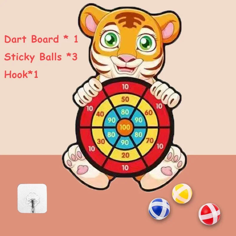 Animals Dart Board Games for Kids Montessori Target Sports Game Toys with 2 Sticky Balls Educational Games for Children Boy Girl