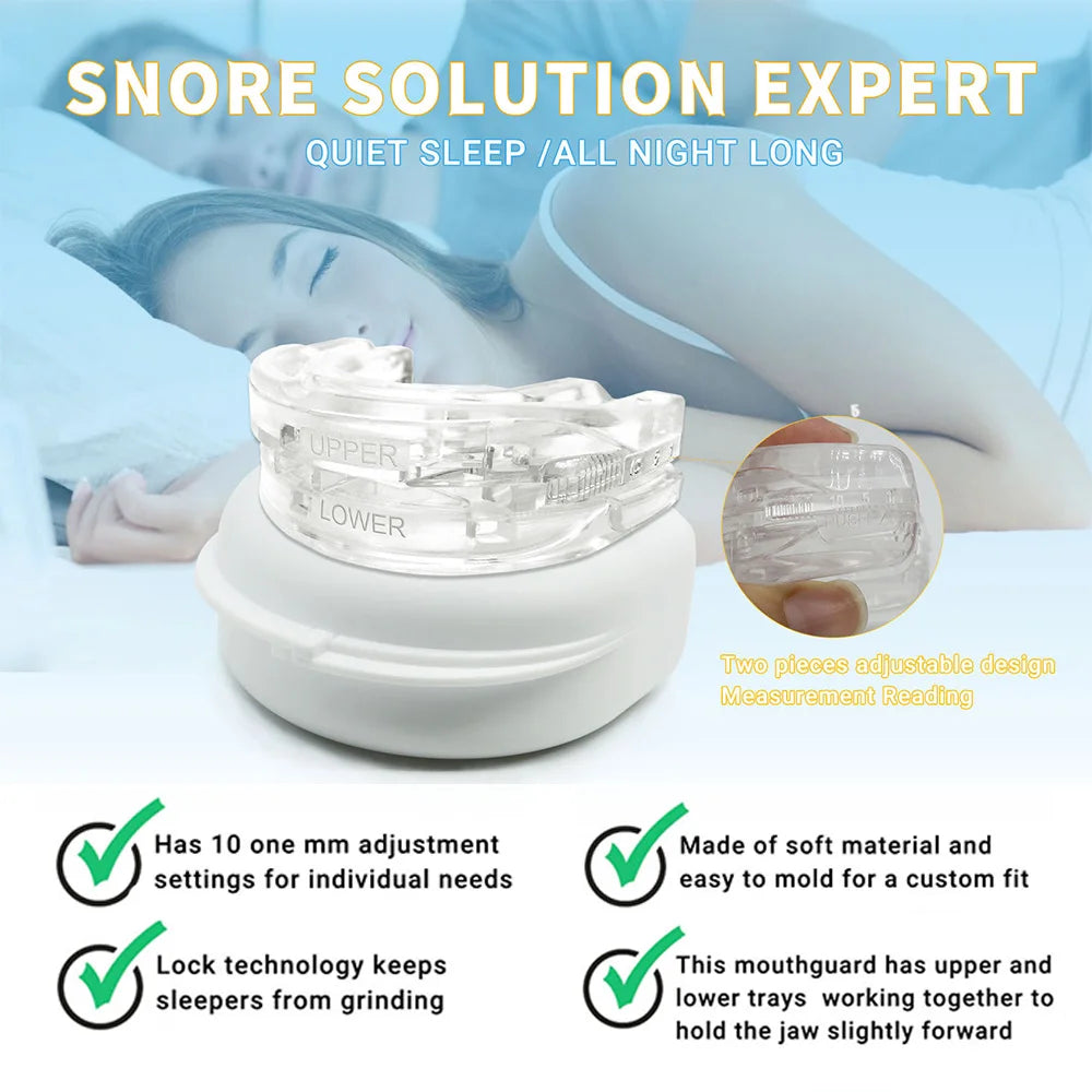 Anti-Snoring Mouth Guard, Adjustable Mouthpiece - Night Time Teeth Mouthguard & Sleeping Bite Guard for Bruxism and Stop Snoring