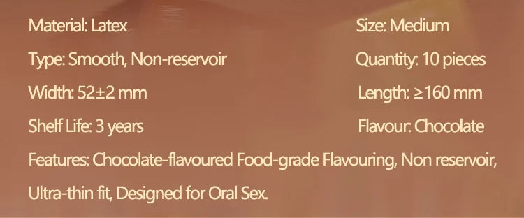 10Pcs Professional Oral Sex Condom Natural Latex Chocolate Flavour Condones Medium Smooth Non-reservoir Ultra-thin Fit Kondome